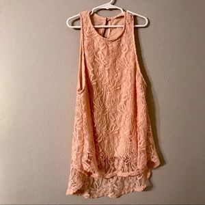 Peach Royal Girls Lace Sleeveless Top